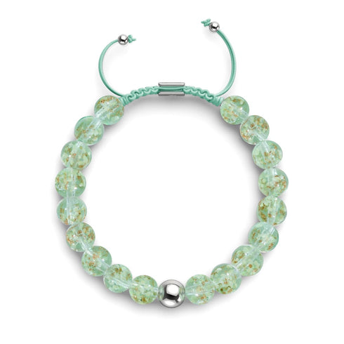 Immergrün | Silber | Glühwürmchen Glas Makramee Armband